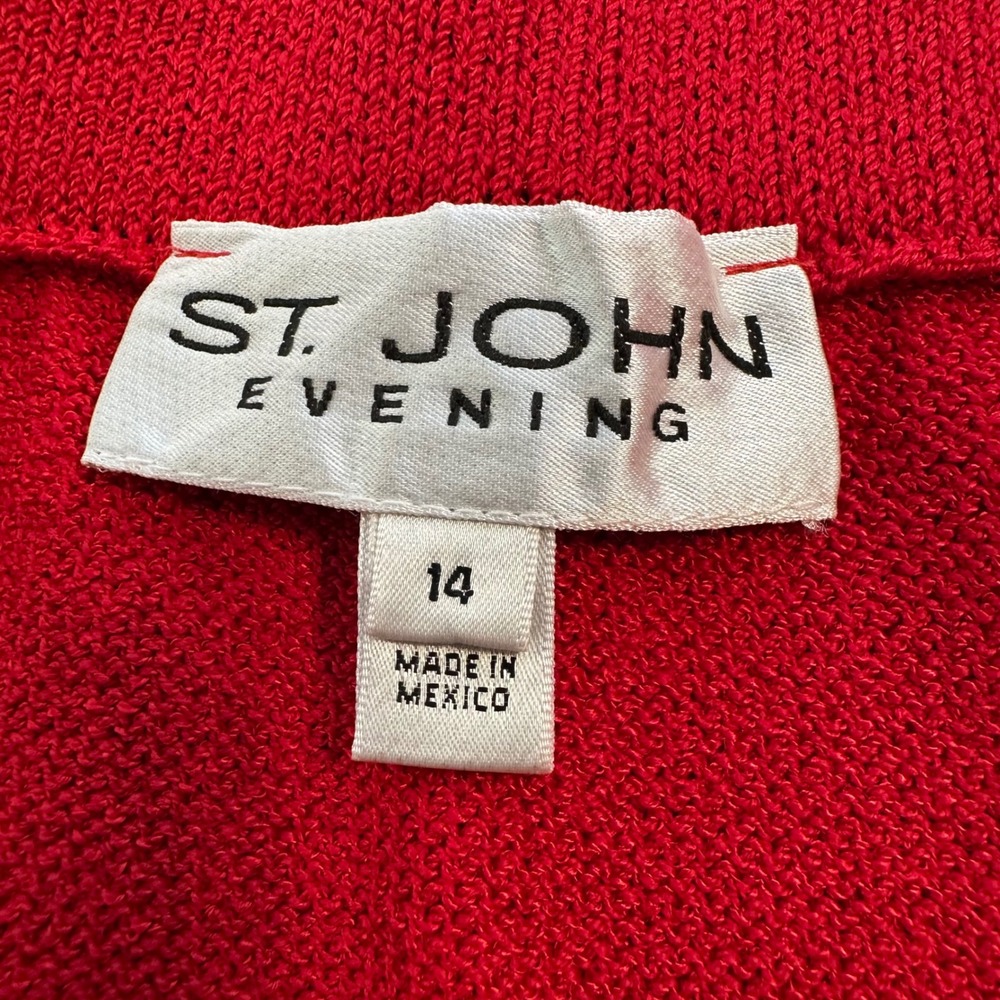 St. John Evening Red Santana Knit Wool Blend Pencil Skirt Size 14 Womens - Picture 6 of 9